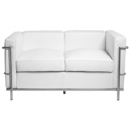 Kétszemélyes kanapé Kubik fehér bőr TP