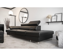 SOFA GALAXY II SZEZLONG 235 CM - Czarna eko skóra , Szezlong po prawej - prawa strona