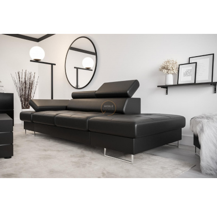 SOFA GALAXY II SZEZLONG 235 CM - Czarna eko skóra , Szezlong po prawej - prawa strona