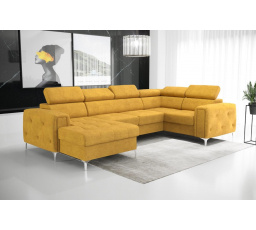 NAROŻNIK ORION MAX III Z FUNKCJĄ SPANIA 165x320x185 CM - Odcienie żółtego , prawa