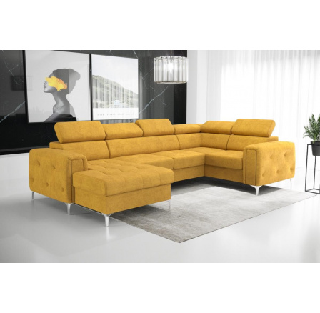 NAROŻNIK ORION MAX III Z FUNKCJĄ SPANIA 165x320x185 CM - Odcienie żółtego , prawa