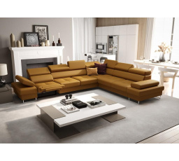 NAROŻNIK SKÓRZANY Z FUNKCJĄ SPANIA I RELAX GALAXY MAX 350x280 CM - Skóry naturalne - Wybierz swój kolor , prawa