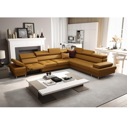 NAROŻNIK SKÓRZANY Z FUNKCJĄ SPANIA I RELAX GALAXY MAX 350x280 CM - Skóry naturalne - Wybierz swój kolor , prawa