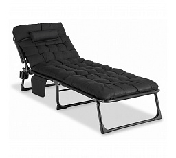 Leżak Ogrodowy Łóżko Polowe SATURN Czarne