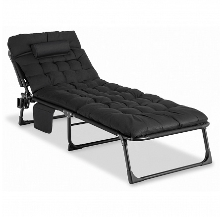Leżak Ogrodowy Łóżko Polowe SATURN Czarne