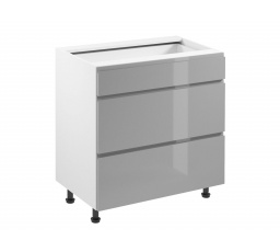 Konyhai alsó szekrény - ASPEN D80S3, fényes fehér/szürke