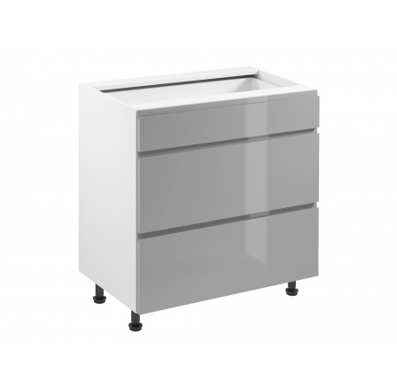 Konyhai alsó szekrény - ASPEN D80S3, fényes fehér/szürke