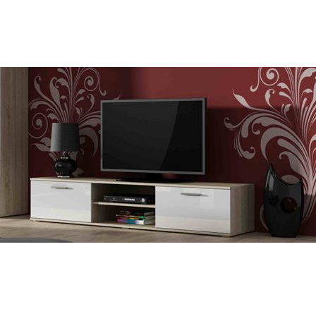 TV komód SOHO 180, Sonoma tölgy/fehér fényes