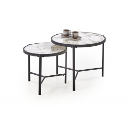 FATIMA dohányzóasztal, fehér márvány hatás / fekete