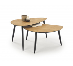 GENEVA konferencia asztal szett 2 asztallal, Arany tölgy/Fekete