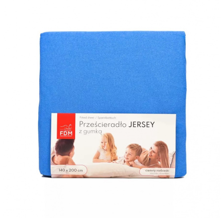 Prześcieradło JERSEY ciemno niebieskie - 140 x 200