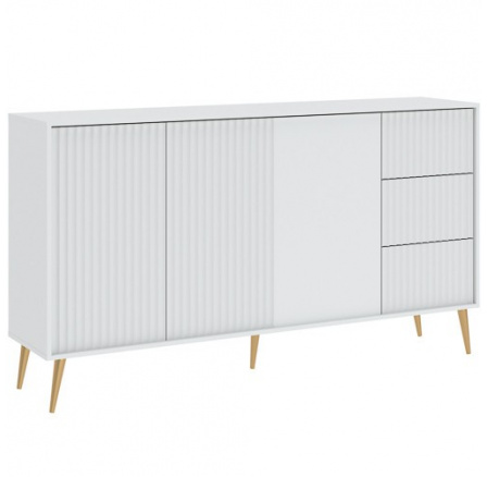 BARCELONA 3D3S komód, Fehér/Arany