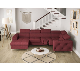 NAROŻNIK ORION MAX III RELAX Z FUNKCJĄ SPANIA 165x320x190 CM - Odcienie czerwieni , prawa