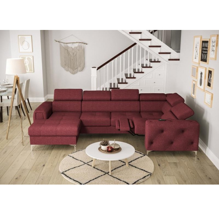 NAROŻNIK ORION MAX III RELAX Z FUNKCJĄ SPANIA 165x320x190 CM - Odcienie czerwieni , prawa