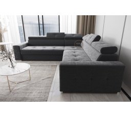 NAROŻNIK Z FUNKCJĄ SPANIA MARGO MAX 270x270 - Strona prawa , Odcienie szarości