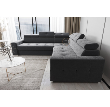 NAROŻNIK Z FUNKCJĄ SPANIA MARGO MAX 270x270 - Strona prawa , Odcienie szarości