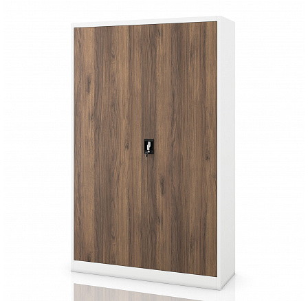 Irodai fém iratszekrény fehér / dió: Eco Design JAN II, 1150 x 1850 x 400 mm