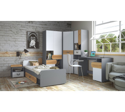 CARINI 3 mini gyerekszoba, világos grafit/fehér briliáns/nash tölgy