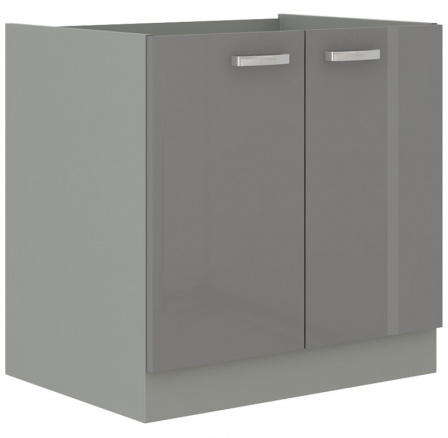 Kuchyňská skříňka pod dřez GARID 80 ZL 2F BB, šedý lesk/šedá