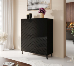 ABETO komód 100, matt fekete/fényes fekete