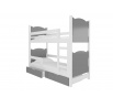 Kétszemélyes emeletes ágy matracokkal MARABA Fehér+Szürke