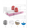 KUBUŚ PODWÓJNE RAMA BIAŁY SZUFLADA RÓŻOWY BEZ MATERACY 90 X 200 KPL