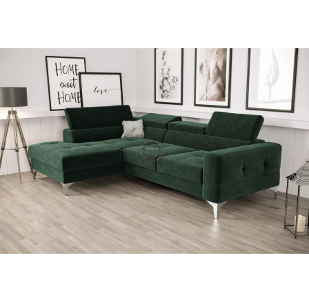 NAROŻNIK TOSCANIA MINI Z FUNKCJĄ SPANIA 170x250 CM - Odcienie zieleni , lewa