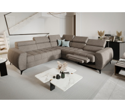 NAROŻNIK ROZKŁADANY PORTO II RELAX 255X258 CM - prawa , Odcienie ciemnego beżu