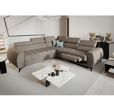 NAROŻNIK ROZKŁADANY PORTO II RELAX 255X258 CM - prawa , Odcienie ciemnego beżu