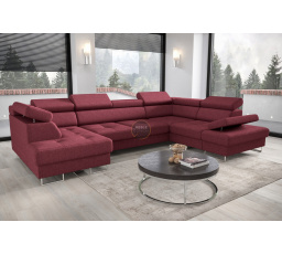 NAROŻNIK GALAXY MAX II Z FUNKCJĄ SPANIA 210x350x165 - Odcienie czerwieni , prawa