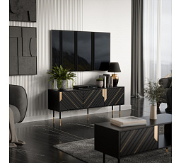 MOUNTAIN 150 3D TV-szekrény, fekete / arany