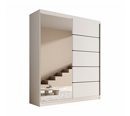 Tolóajtós és tükrös szekrény Nico 180 Fehér+Fehér