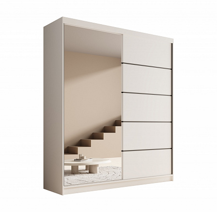 Tolóajtós és tükrös szekrény Nico 180 Fehér+Fehér