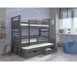 Háromszemélyes emeletes ágy HIPPO 180x80 Szürke