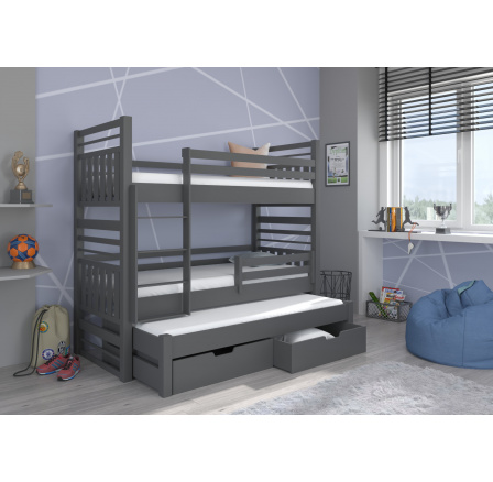 Háromszemélyes emeletes ágy HIPPO 180x80 Szürke