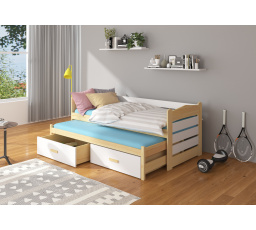 TIARRO franciaágy 180x80 Fenyő Természetes+Fehér