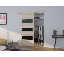 Tolóajtó a falra ARES 86 Sonoma+Fekete Lacobel