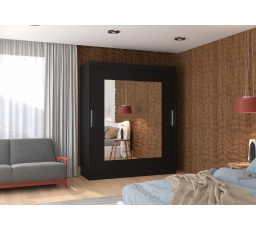 Tolóajtós szekrény tükörrel ROSETTE 180 Fekete+Fekete