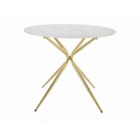 Étkezőasztal AZALIA, Fehér márvány hatás/Arany
