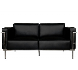 Kétszemélyes kanapé Soft GC fekete bőr