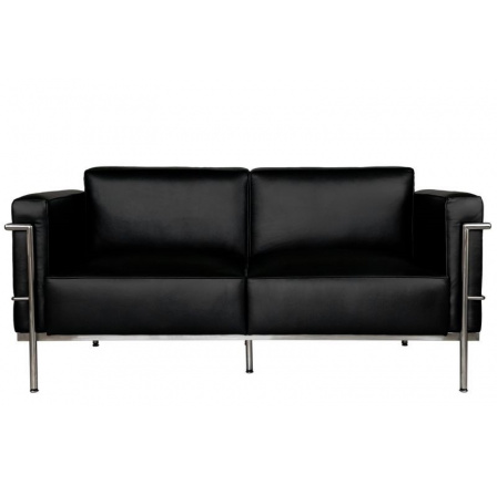 Kétszemélyes kanapé Soft GC fekete bőr