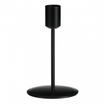 Fém gyertyatartó - kúpos gyertyához, magasság 14 cm, fekete Fém gyertyatartó - kúpos gyertyához, magasság 14 cm, fekete