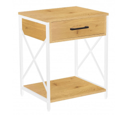 Éjjeliszekrény természetes tölgy/fehér keret SN7-FX