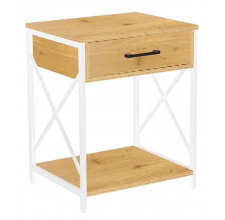 Éjjeliszekrény természetes tölgy/fehér keret SN7-FX