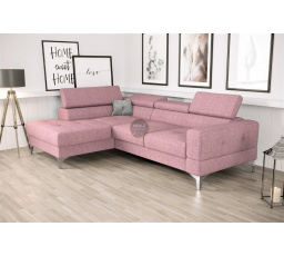 NAROŻNIK TOSCANIA MINI Z FUNKCJĄ SPANIA 170x250 CM - Odcienie różu , lewa