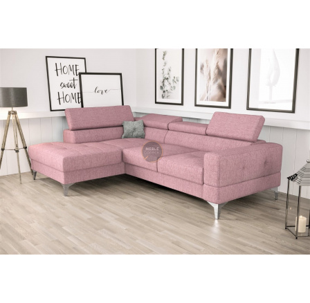 NAROŻNIK TOSCANIA MINI Z FUNKCJĄ SPANIA 170x250 CM - Odcienie różu , lewa