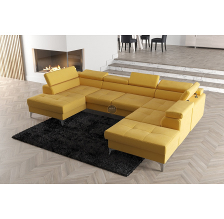 NAROŻNIK ROZKŁADANY TOSCANIA MAX II 170x350x220 - prawa , Odcienie żółtego