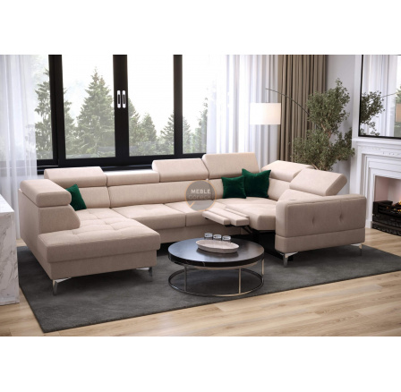 NAROŻNIK TOSCANIA MAX I RELAX Z FUNKCJĄ SPANIA170x350x185 CM - prawa , Odcienie różu