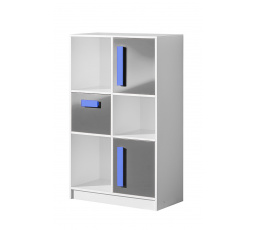 Komoda vysoká 07 GULIVER 80, Bílá/Šedá/Modrá