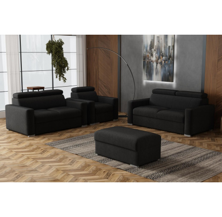 Sedací souprava Petrit 3+2+1+taburet Kronos černá